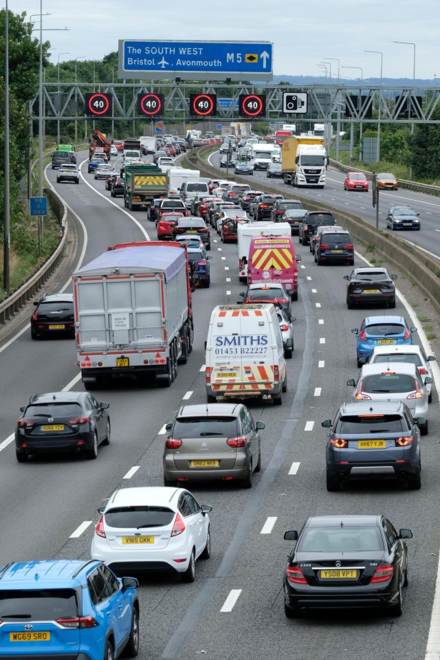 Travellers are crawling down the M5 at just 40mph