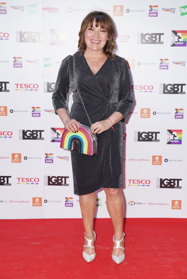 Lorraine Kelly carried a rainbow shaped handbag