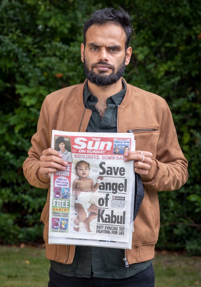 Muhammad’s uncle Shakrullah holds a copy of The Sun