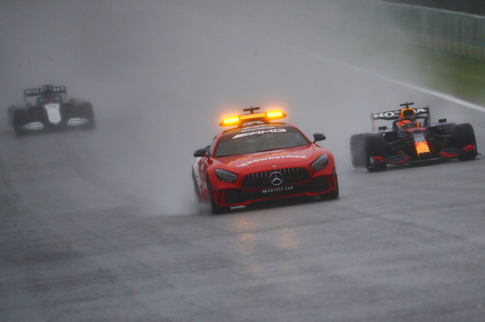 Rain stopped the Belgian GP from proceeding beyond three laps