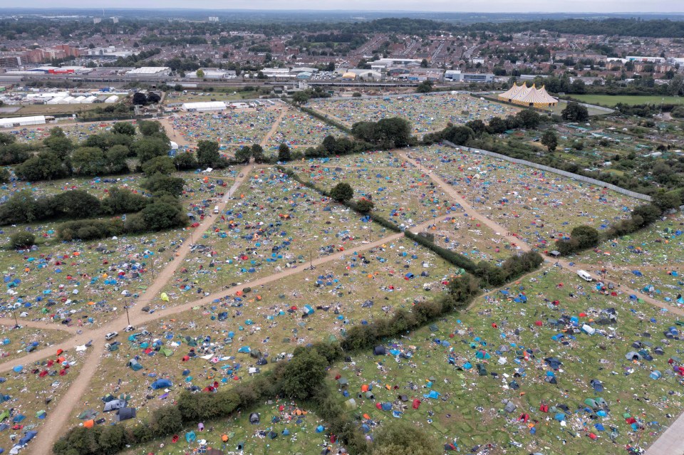 Thousands of tents were abandoned at the Reading Festival today by 'lazy' revellers