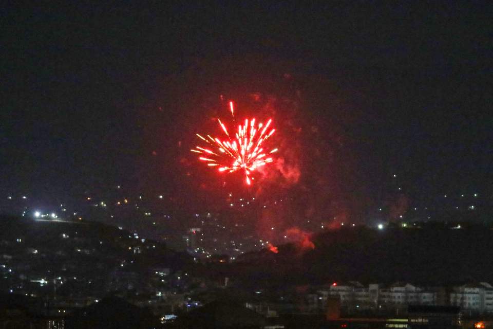 Fighters celebrated with fireworks throughout the night