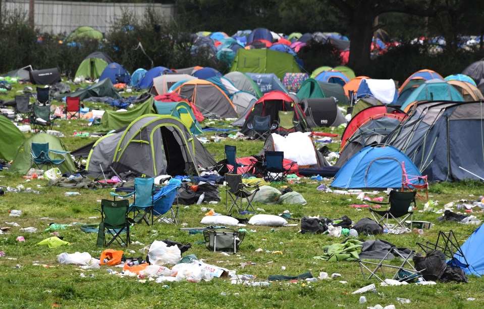 Huge amounts of rubbish was also left behind after the bank holiday weekend