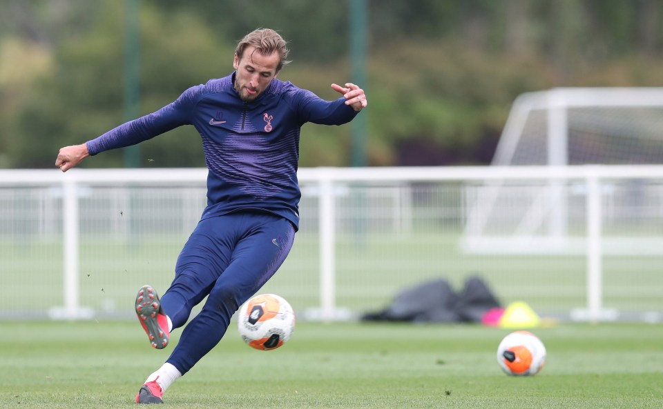 Harry Kane, pictured last season, is back training with his Tottenham team-mates after returning a negative PCR test