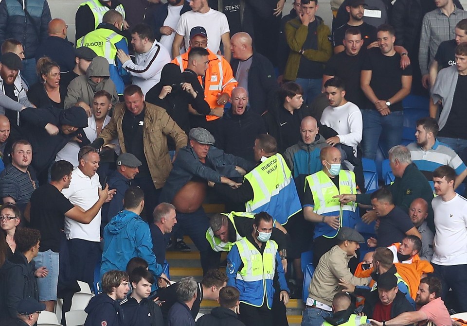 Millwall fans were involved in a fight in the away end at Cardiff