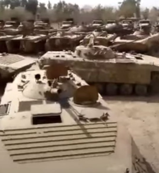 The huge stash of tanks captured by the Taliban