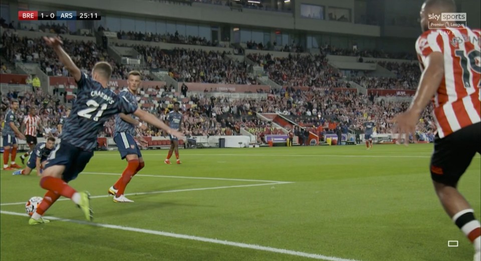 Several fans questioned whether the ball went out of play as Chambers' clearance led to Brentford's first