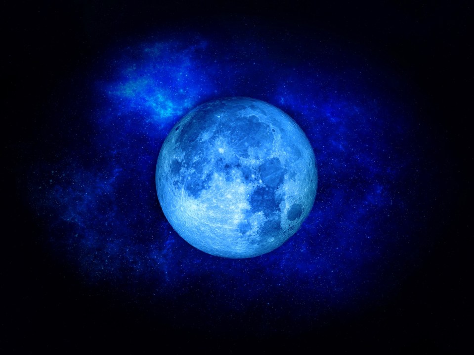  A blue moon is when there's two full moons in one month