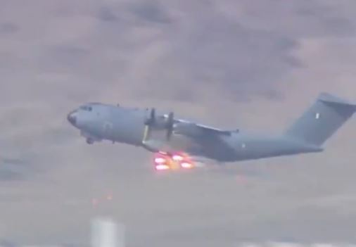 A French aircraft was seen deploying flares as it fled Kabul