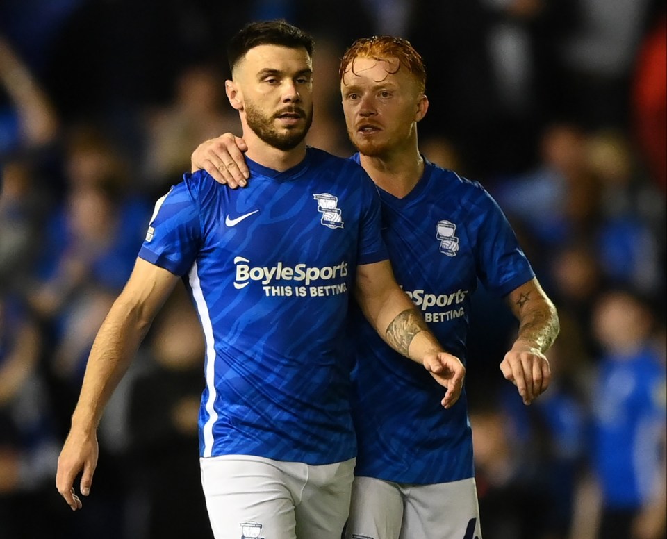 Scott Hogan (left) opened the scoring for Birmingham