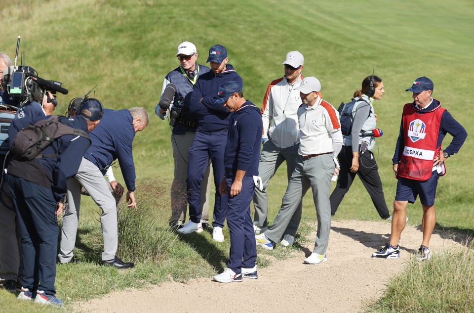 Brooks Koepka had a heated exchange with the officials over a lie on the 15th