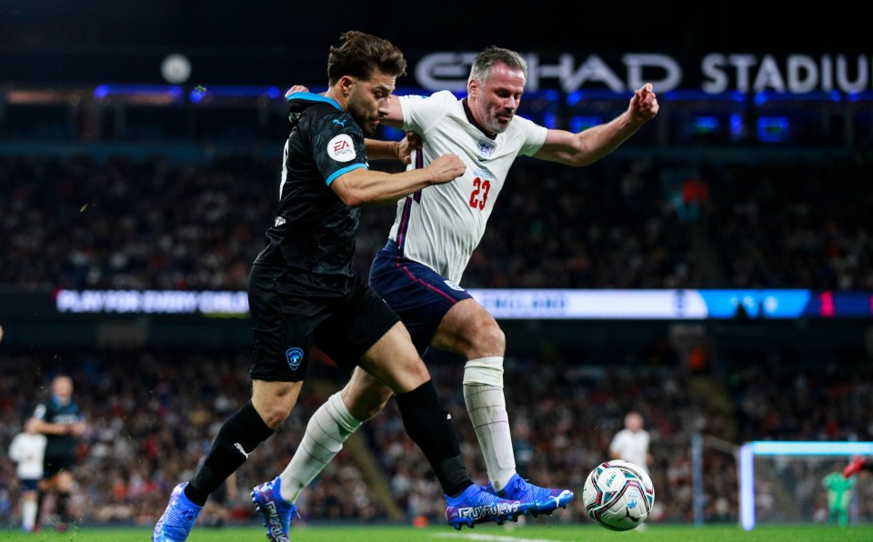 Kem Cetinay scored twice to help his World XI side beat England at Soccer Aid