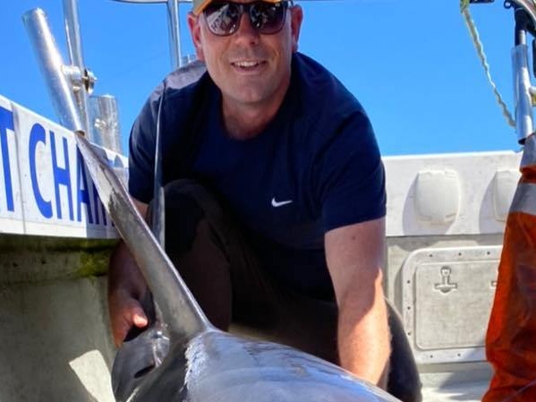 Simon Davidson fought for an hour when the porbeagle took his bait