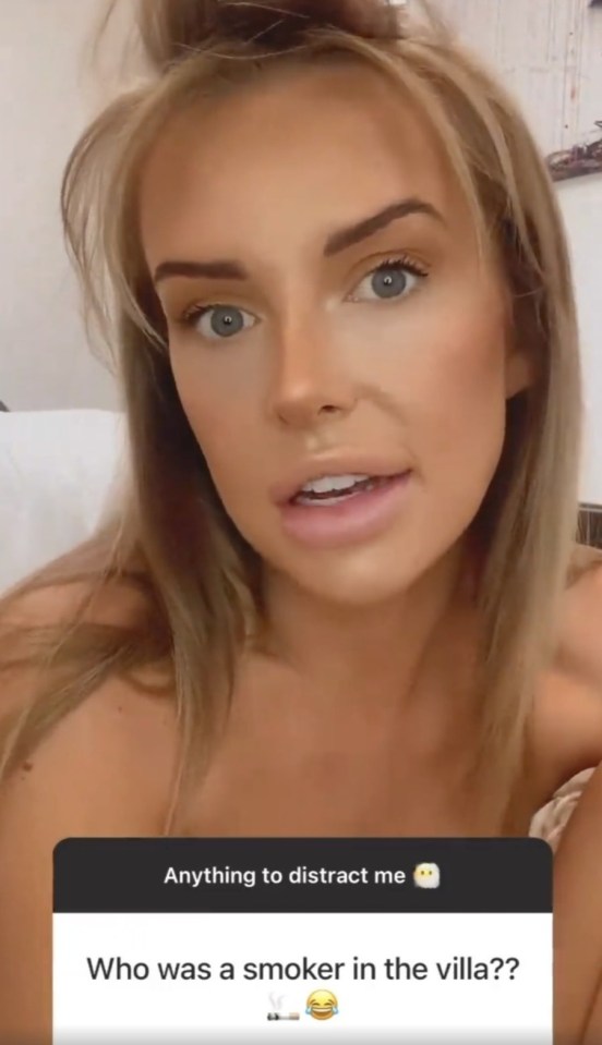 Love Island's Faye Winter answered a fan's question about the villa's smokers