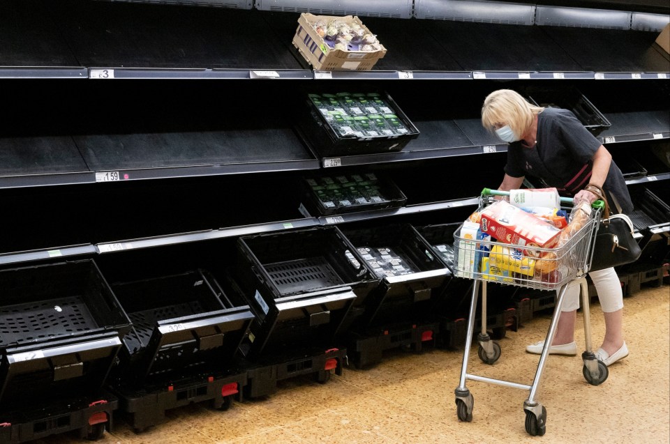 Supermarket aisles have been left bare due to the ongoing issues with supply