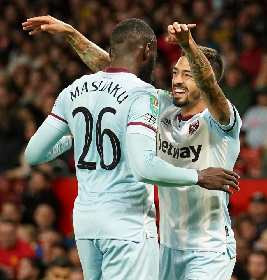 West Ham celebrate their early goal in the Carabao Cup tie