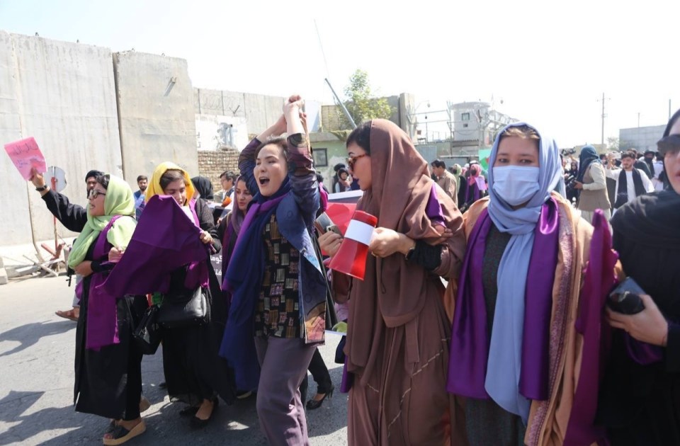 Pictures show the vocal protest before the scenes turned ugly in Kabul