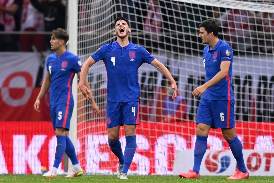 Declan Rice shows his frustration after England were pegged back at the death