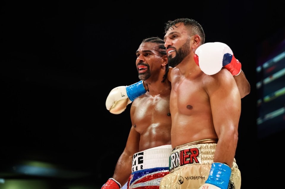 David Haye and Joe Fournier embrace after their eight rounds