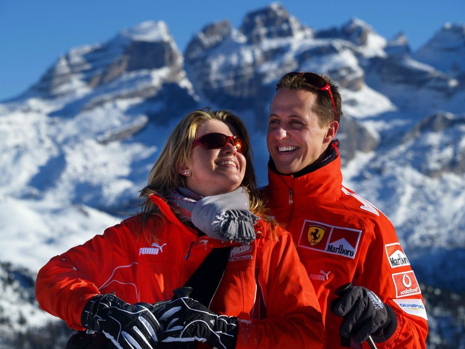 Schumacher and his wife Corinna in the ski resort of Madonna di Campiglio in 2005