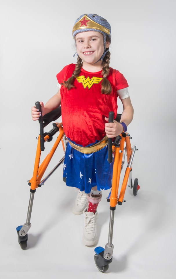 The brave seven-year-old suffers from muscular dystrophy