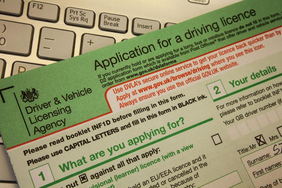 Application for a driving licence