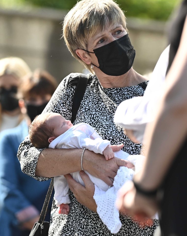 Baby Eviegrace was carried behind Samantha's coffin at her funeral