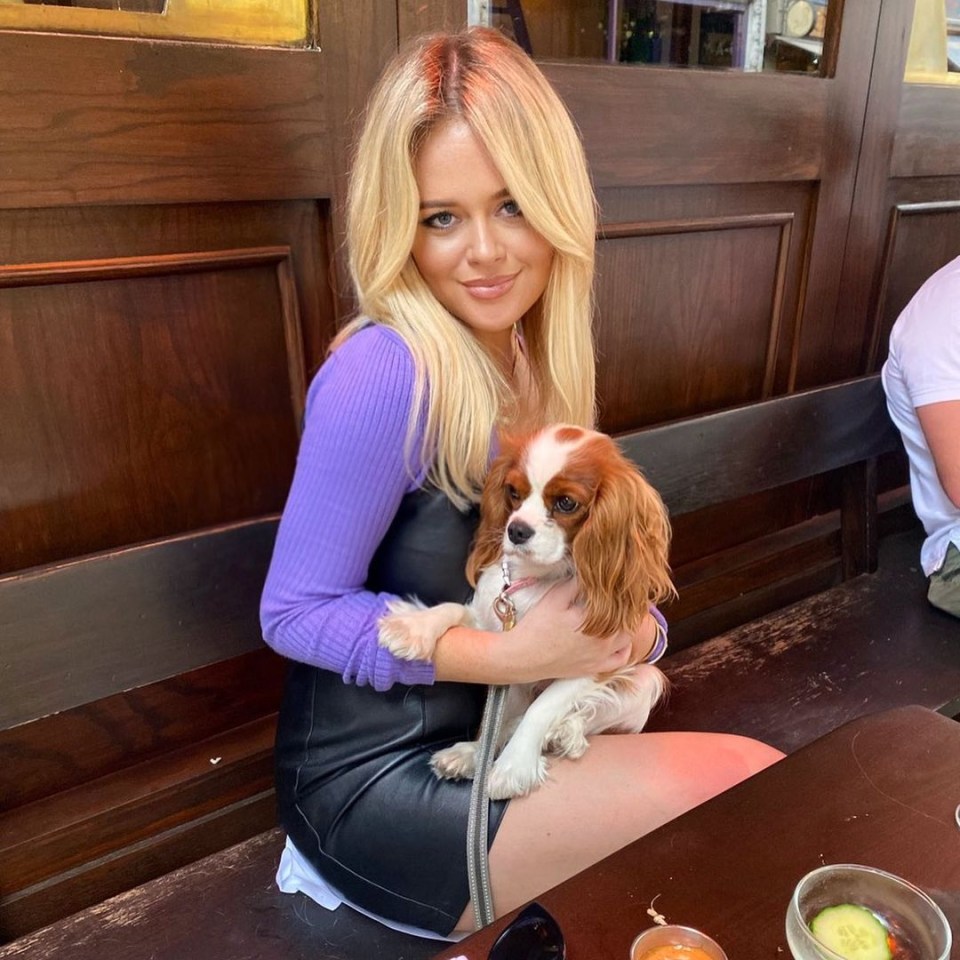 Emily Atack stunned as she posed with her dog after sharing flirty messages with ex Seann Walsh with Instagram fans