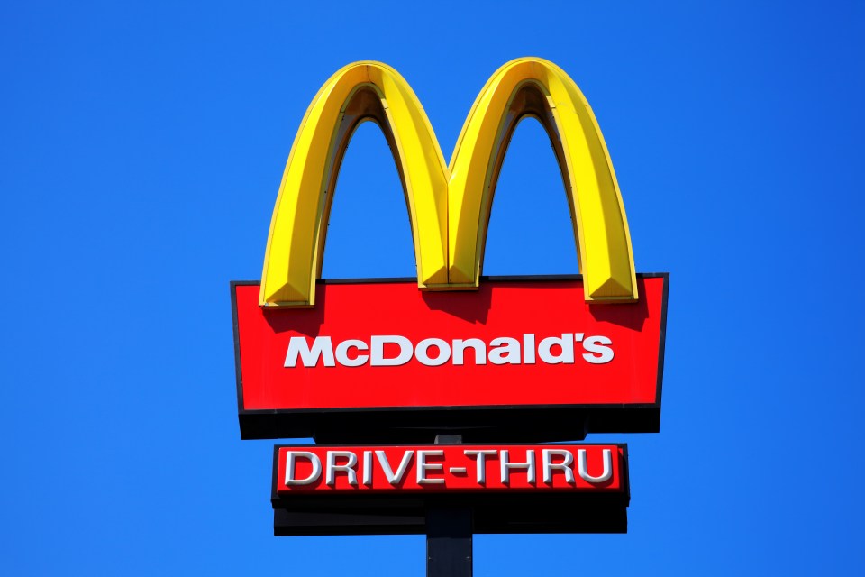 McDonald’s yellow and red drive-thru logo advertising sign