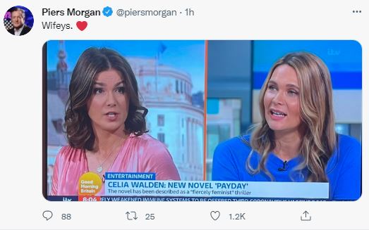 Piers posted a picture of the moment his 'work wife' and 'real wife' spoke together