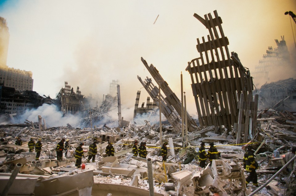 The rubble after the Twin Towers collapsed