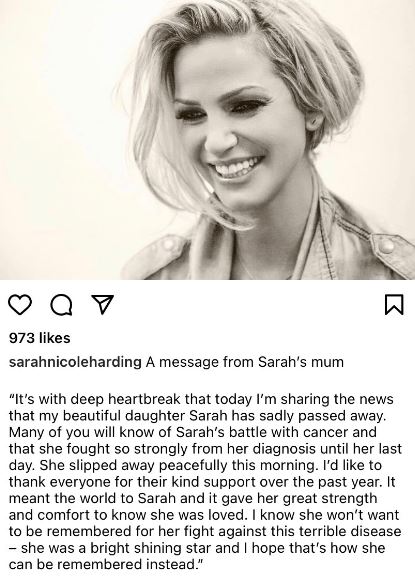 The singer's death was announced today by her devastated mum Marie