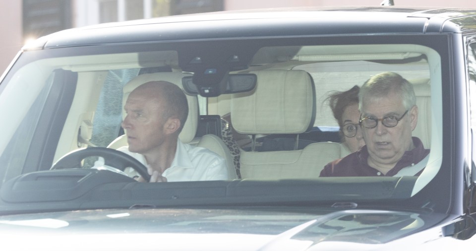 Prince Andrew and Fergie leave Windsor en route to see the Queen