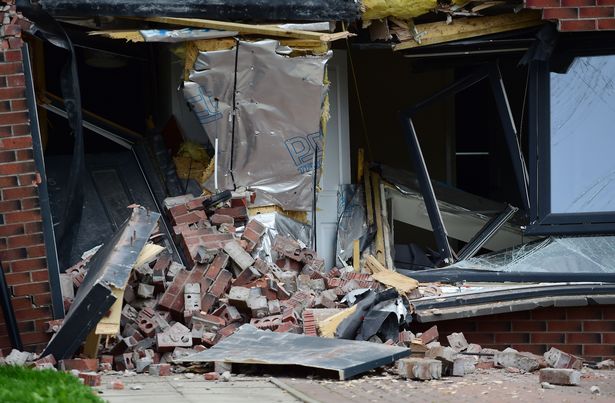 Debris and bricks were left strewn across the ground, with windows smashed and cracked