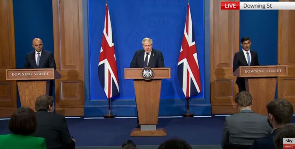 The PM, Chancellor and Health Sec at a press conference today