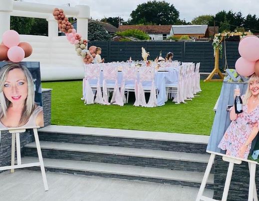 A huge table had been set up for the family to eat around