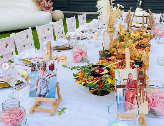 While a picnic-style nibbles table looked enticing in the middle