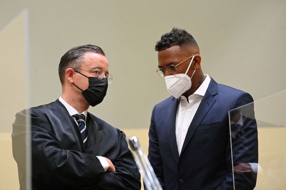 Boateng arrived in court in Munich today