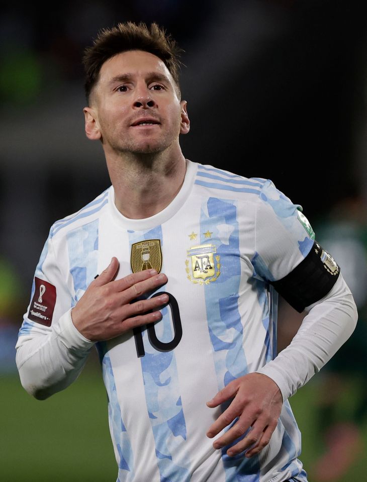 Lionel Messi celebrates after scoring against Bolivia