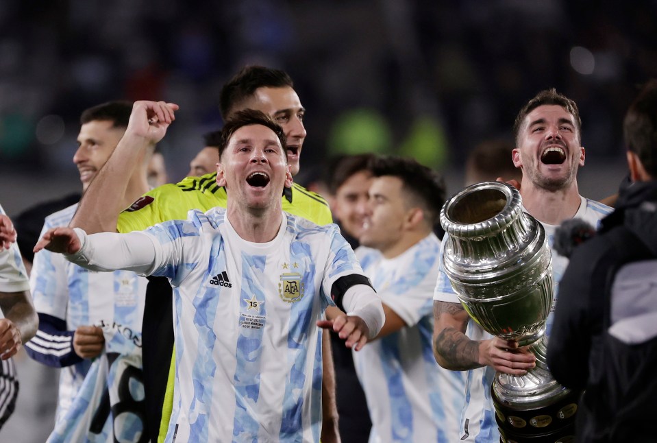 Lionel Messi and Argentina celebrated their Copa America triumph after their World Cup qualifier against Bolivia