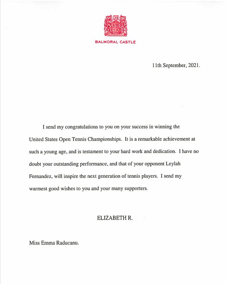 Even the Queen got in touch with the new member of tennis royalty