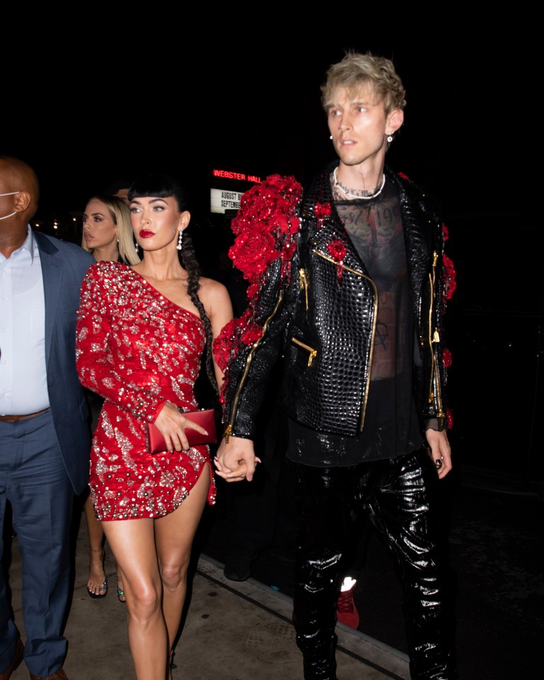 Megan Fox wore red for the bash as she was joined by musician Machine Gun Kelly