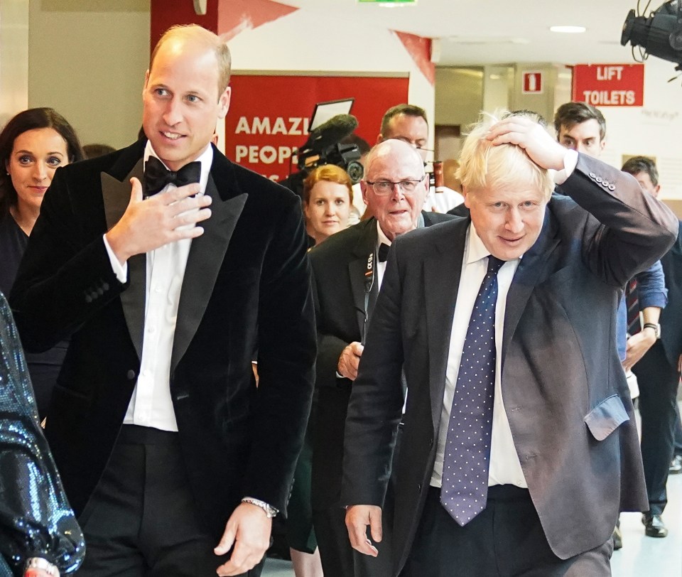 The Prime Minister and Prince William chatting as they arrived at the awards night