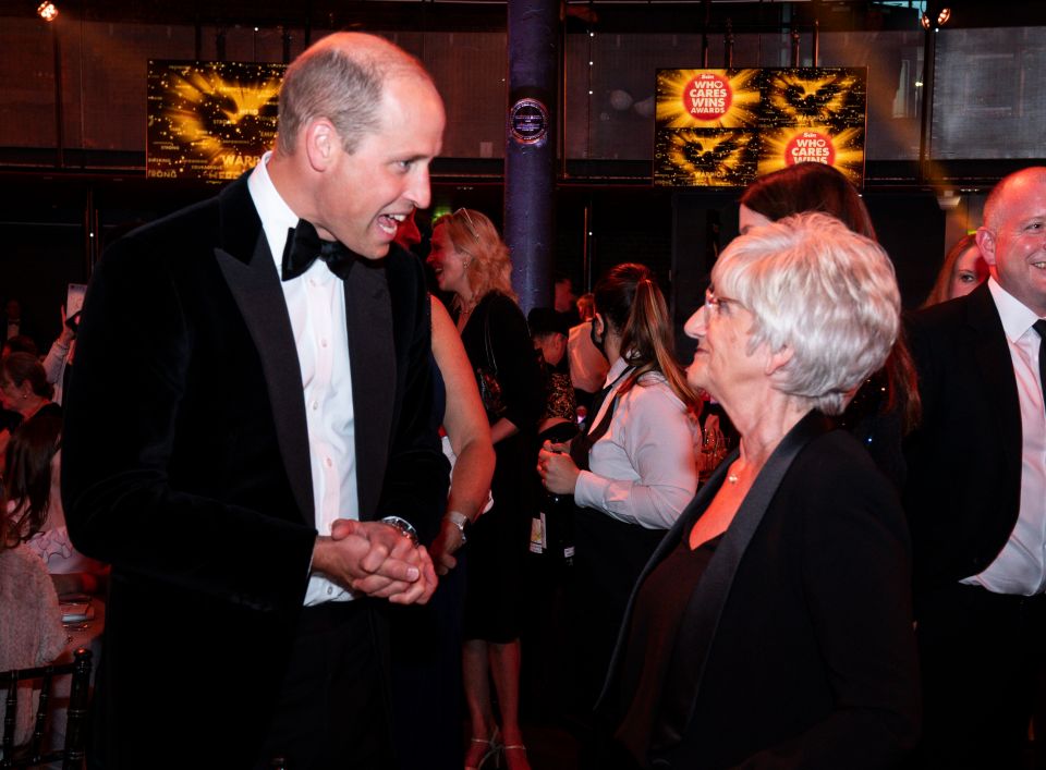 The Duke of Cambridge speaks with Sandra Georgina West, David Beckham's mum