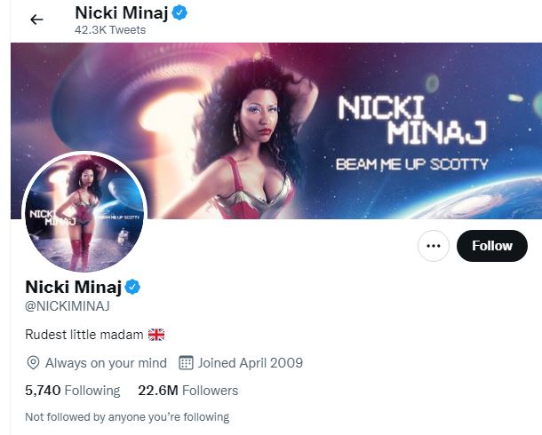 Nicki Minaj has changed to Twitter bio to Piers Morgan's description of her