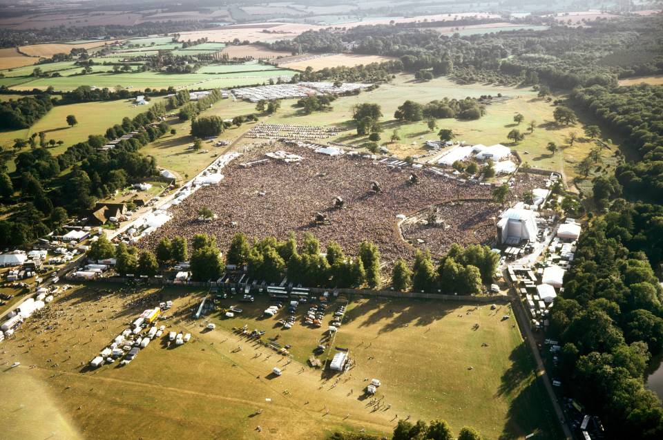 Aerial shot of the Oasis show at Knebworth