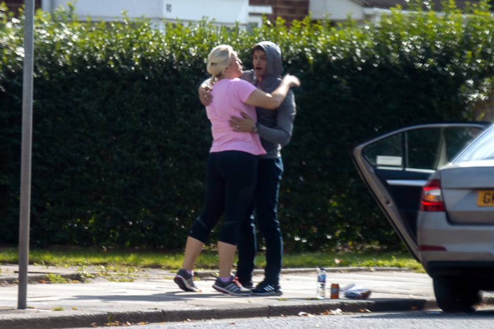 Sara and Aljaz were seen sharing a hug outside the studio