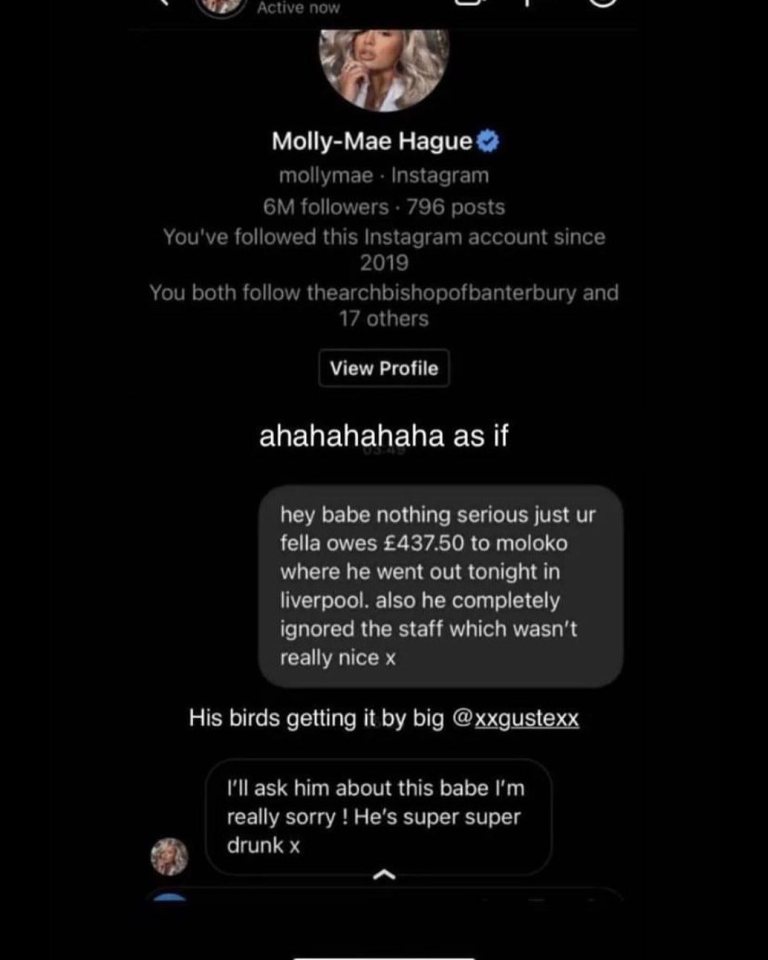 Someone reached out to Molly Mae after Tommy supposedly racked up a £437.50 bill