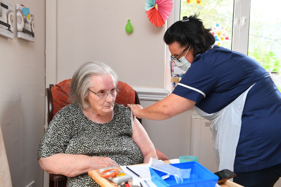 Anne Webb, 85, is the first person in a care home in the UK to receive a COVID-19 booster vaccination