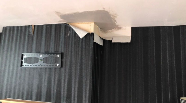 The ceiling has collapsed twice since 2017, destroying the living room